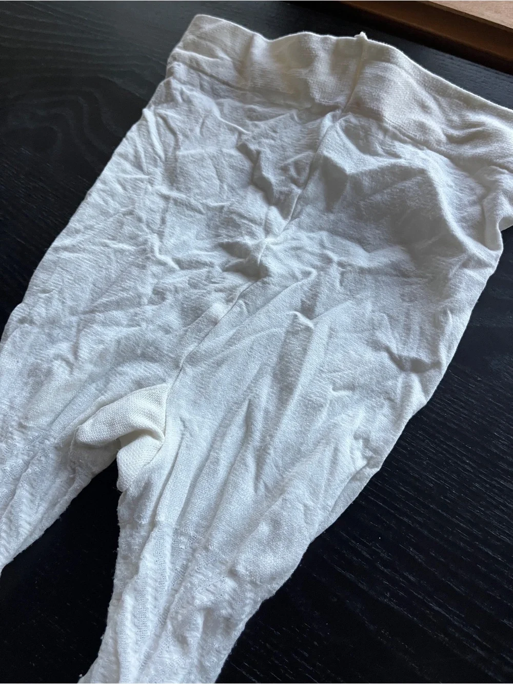 White Textured Knit Tights Cable Chevron Pattern Footed